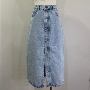 Esmara High-Waisted Denim Midi Skirt with Front Slit